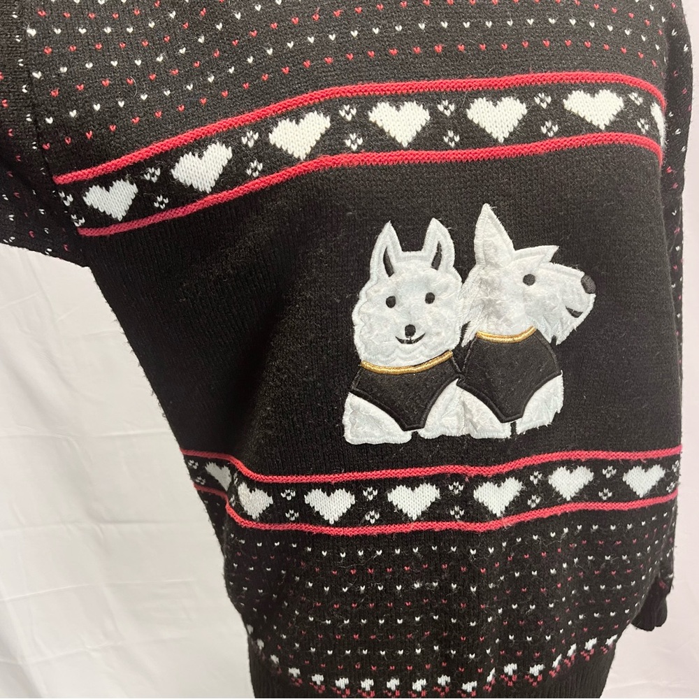 VINTAGE 80s Scottie dog terrier knit sweater pet lover Westie‎ west highland - Picture 6 of 14